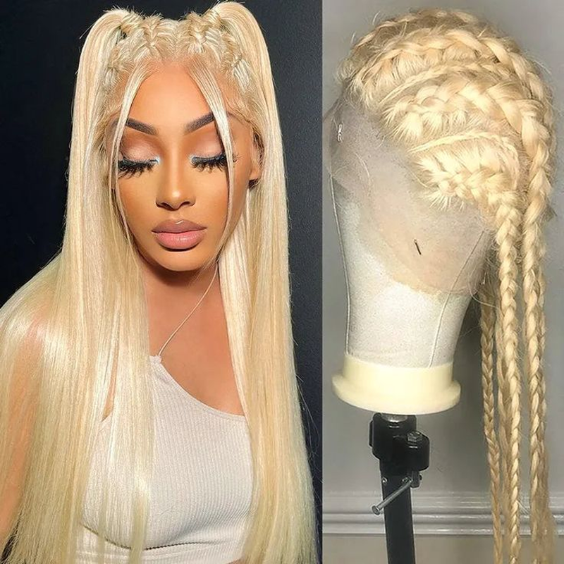 Free Shipping Gluna Hair Brazilian Virgin 613 Blonde Color Straight Hair Full Lace Human Hair Wigs For Black Women Pre Plucked Bleached Knots