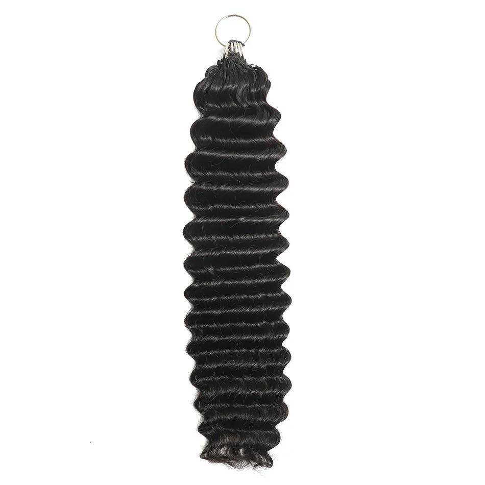 Deep Wave Human Crochet hair Knotless Pre-Separated Feather Crochet Hair Extensions 100% Human Hair Natural Color