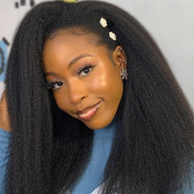 Gluna Natural Black 13x4 HD  Lace Frontal Kinky Straight Virgin Hair Unprocessed Human Hair for women