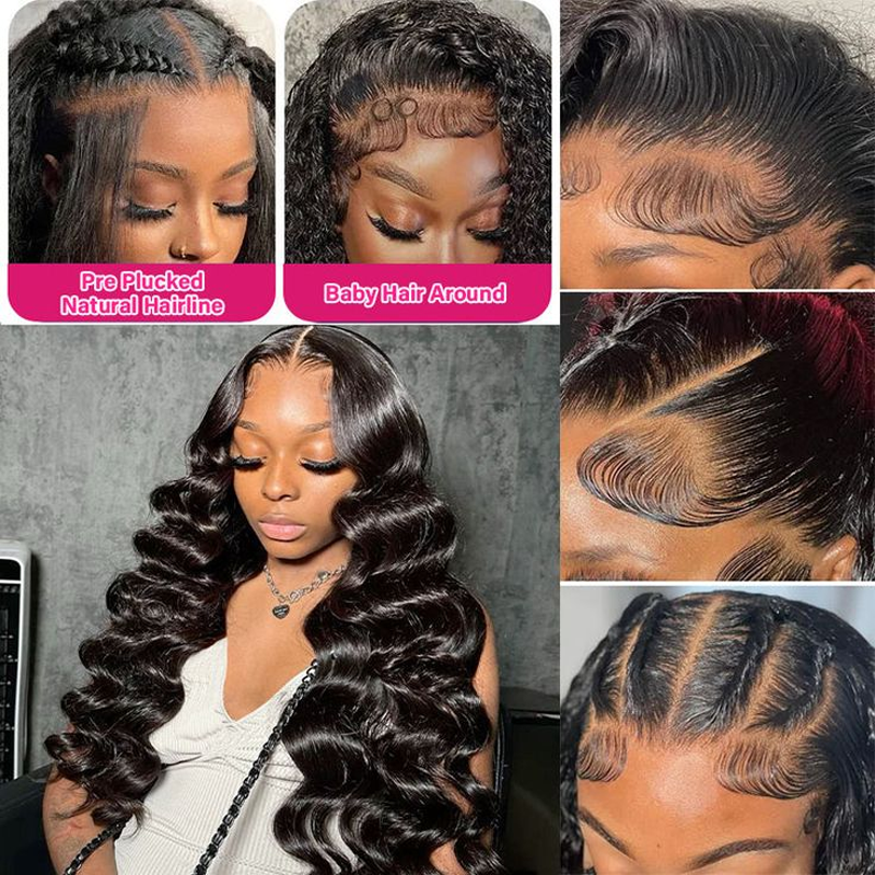 Gluna Natural Black Color 13×4 HD Lace Frontal Wig Loose Deep Wave Human Virgin Hair