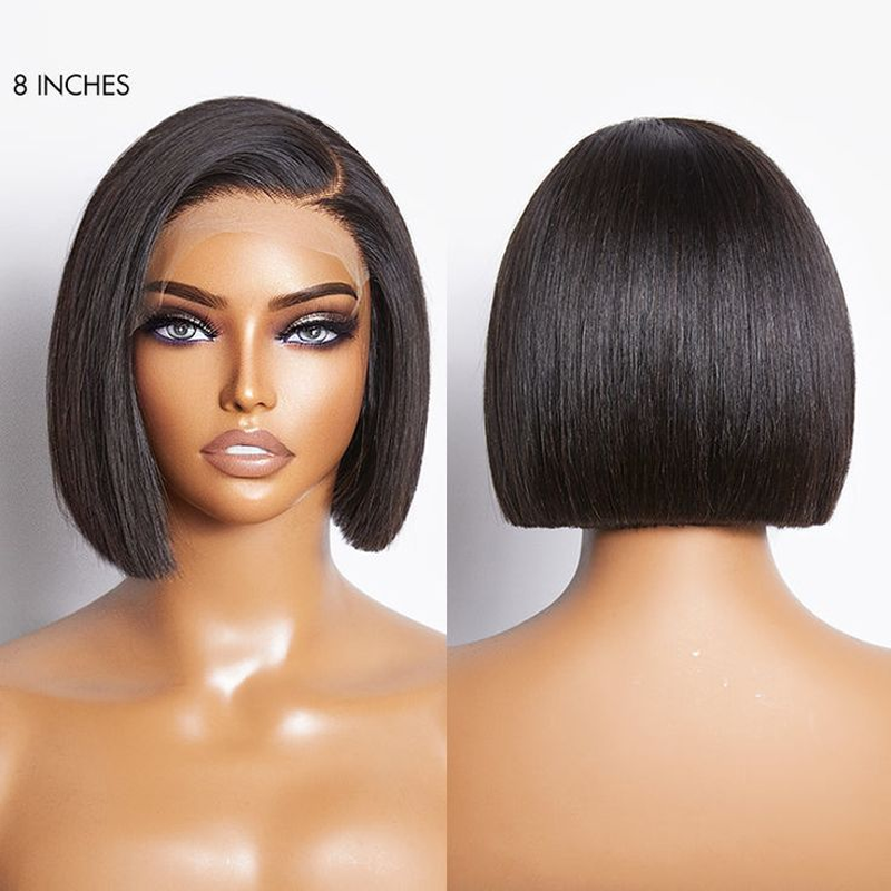 Gluna Natural Color Straight Short Bob Wigs 13x4 5x5 4x4 Lace Frontal/Closure Wigs For Black Women Brazilian Virgin Human Hair with Baby Hair Pre Plucked