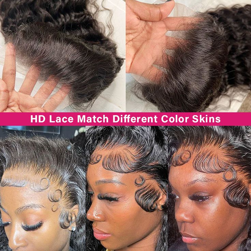 Gluna Natural Black Color 13×4 HD Lace Frontal Wig Loose Deep Wave Human Virgin Hair