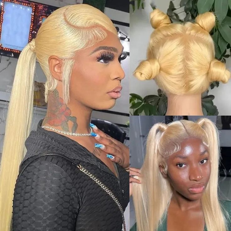 Free Shipping Gluna Hair Brazilian Virgin 613 Blonde Color Straight Hair Full Lace Human Hair Wigs For Black Women Pre Plucked Bleached Knots