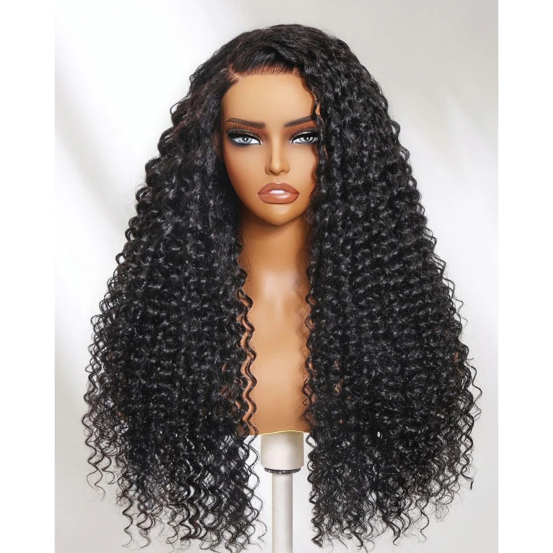 Gluna Natural Black Color 13×4 HD Lace Frontal Wig Jerry Curly Human Virgin Hair For Black Woman