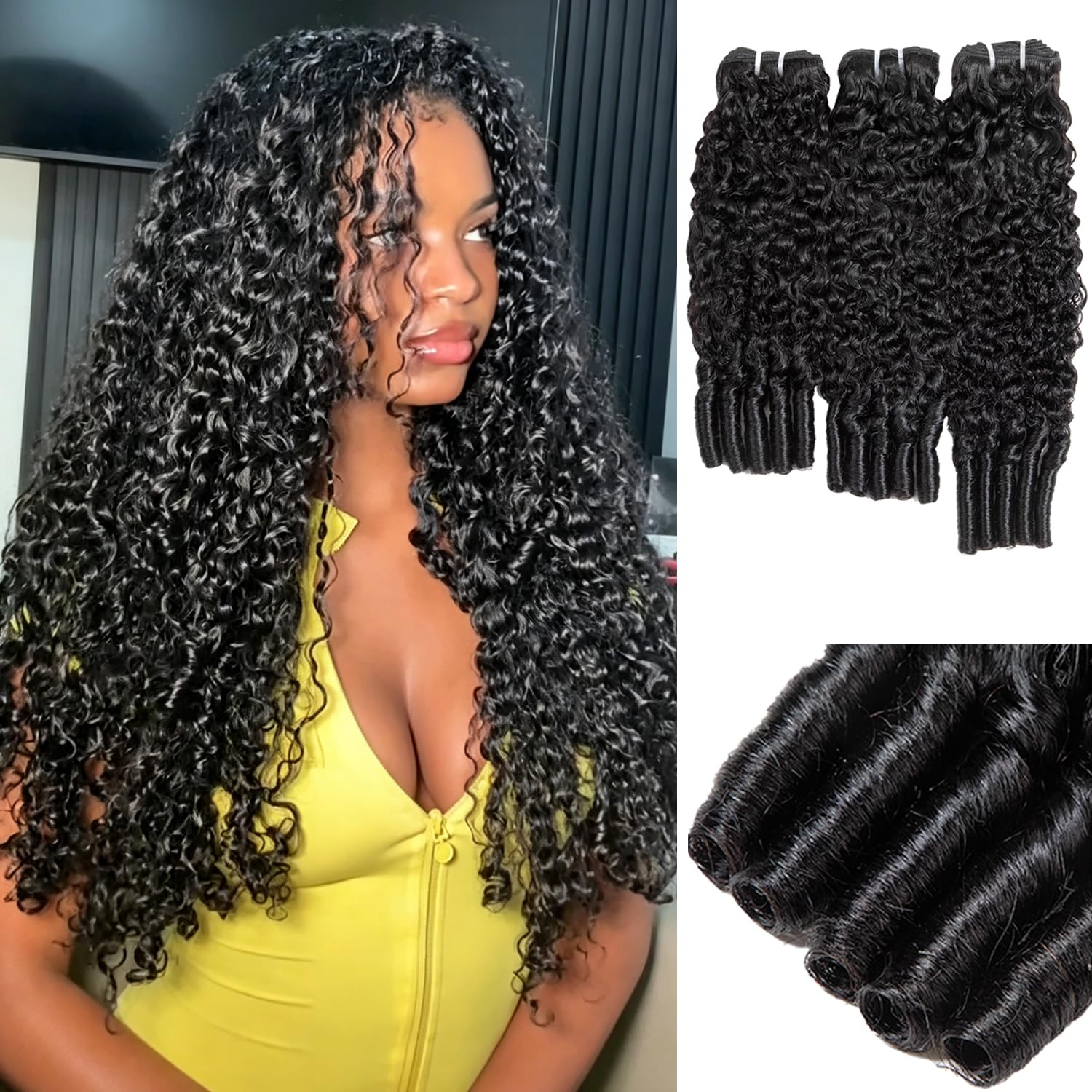 Gluna Hair Grade 10A Vigin Hair Burmese Curly 1Bundle 100% Unprocessed Human Hair Weave Natural Black