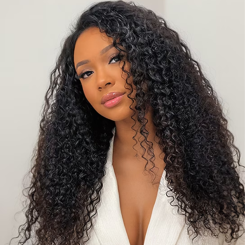 Gluna Natural Black Color 13×4 HD Lace Frontal Wig Jerry Curly Human Virgin Hair For Black Woman