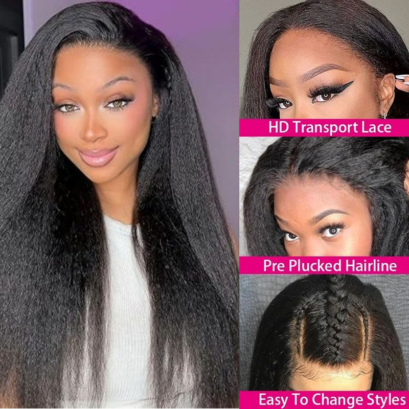 Gluna Natural Black 13x4 HD  Lace Frontal Kinky Straight Virgin Hair Unprocessed Human Hair for women