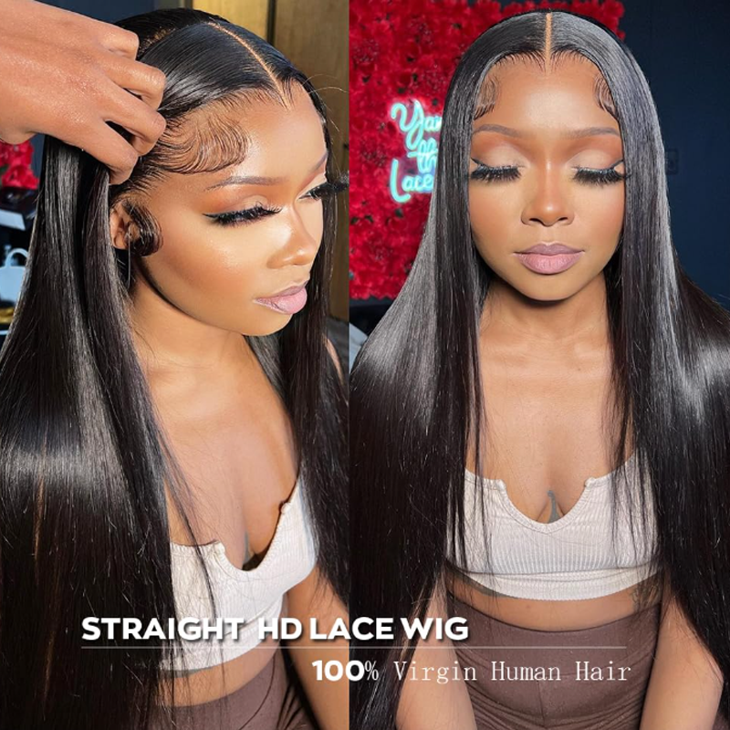Gluna Natural Black Color 13×4 / 13x6 HD Lace Frontal Wig Straight Human Virgin Hair