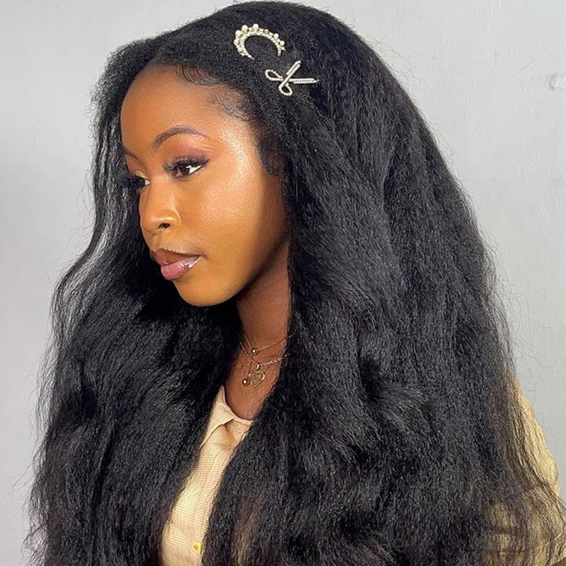 Gluna Natural Black 13x4 HD  Lace Frontal Kinky Straight Virgin Hair Unprocessed Human Hair for women
