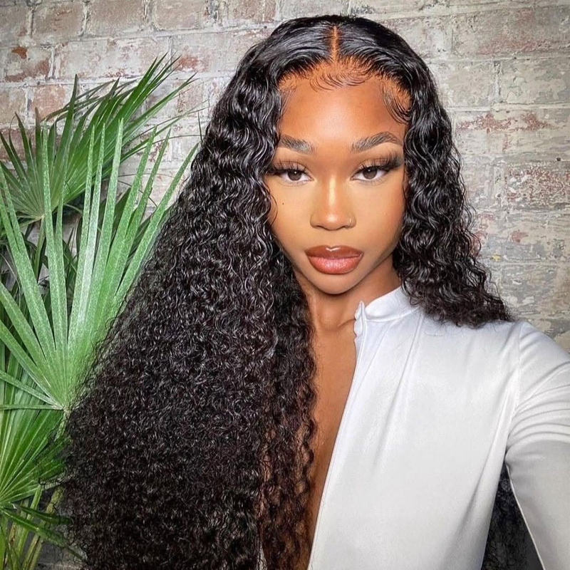 Gluna Natural Black Color 13×4 HD Lace Frontal Wig Jerry Curly Human Virgin Hair For Black Woman