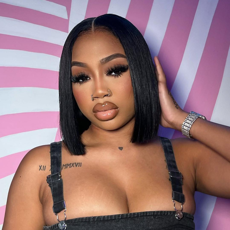 Gluna Natural Color Straight Short Bob Wigs 13x4 5x5 4x4 Lace Frontal/Closure Wigs For Black Women Brazilian Virgin Human Hair with Baby Hair Pre Plucked