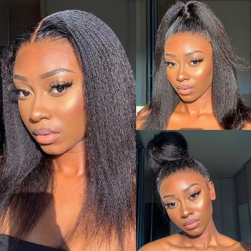 Gluna Natural Black 13x4 HD  Lace Frontal Kinky Straight Virgin Hair Unprocessed Human Hair for women