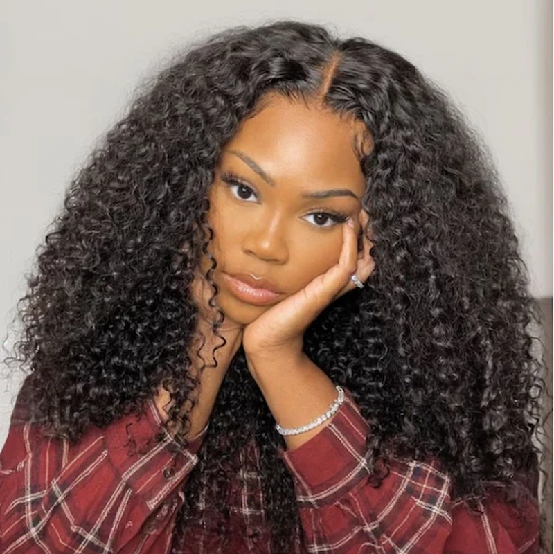 Gluna Natural Black Color 13×4 HD Lace Frontal Wig Jerry Curly Human Virgin Hair For Black Woman