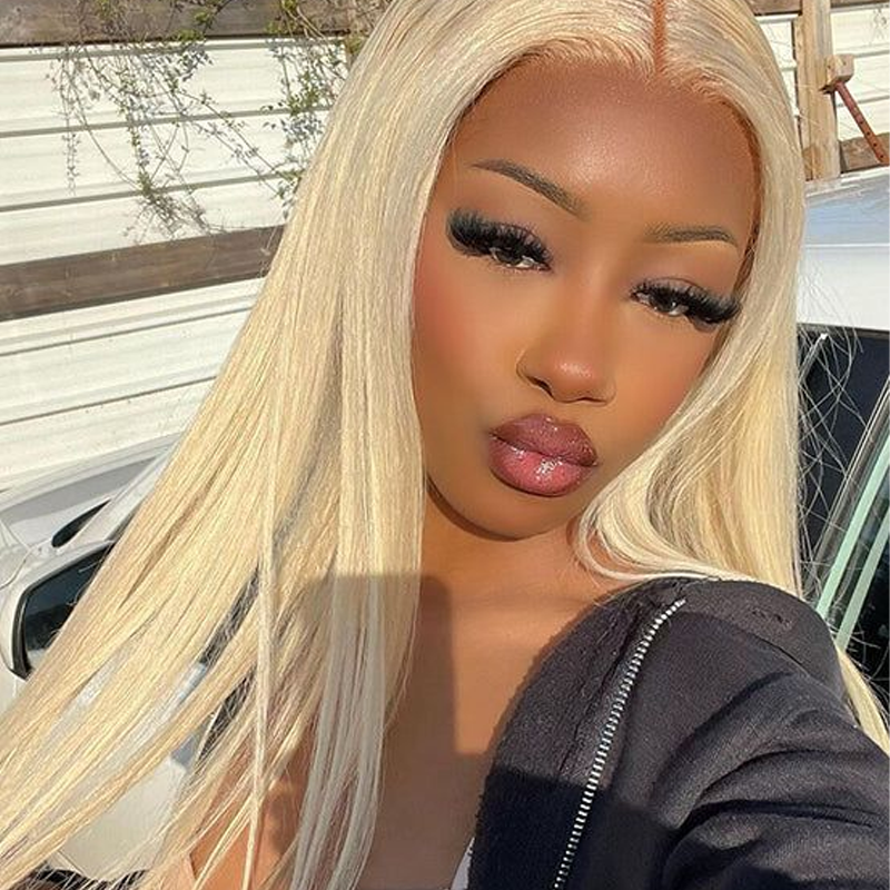 Gluna 613 Blonde Color Straight 13×4 HD Lace Frontal Wig Human Virgin Hair Pre Plucked With Natural Baby Hair
