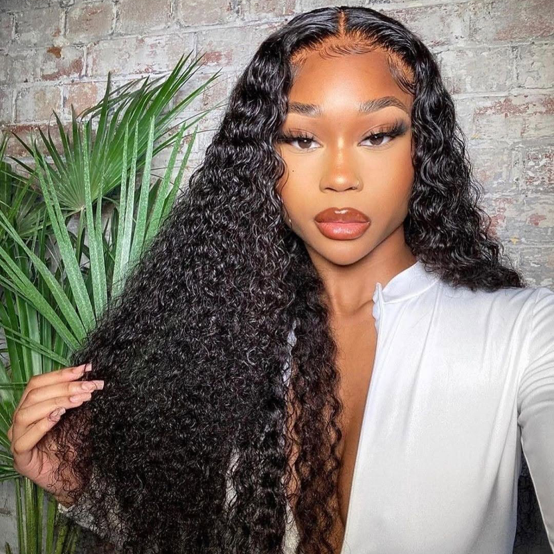 Gluna Natural Black Color 13×4 HD Lace Frontal Wig Jerry Curly Human Virgin Hair For Black Woman
