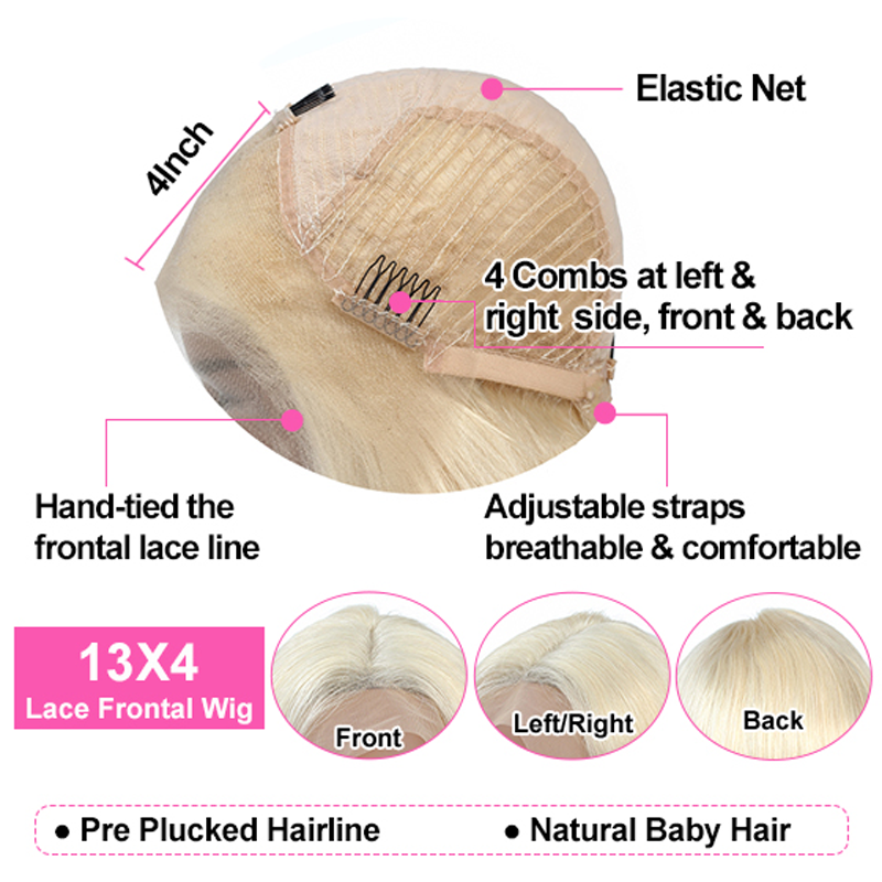 Gluna 613 Blonde Color Straight 13×4 HD Lace Frontal Wig Human Virgin Hair Pre Plucked With Natural Baby Hair