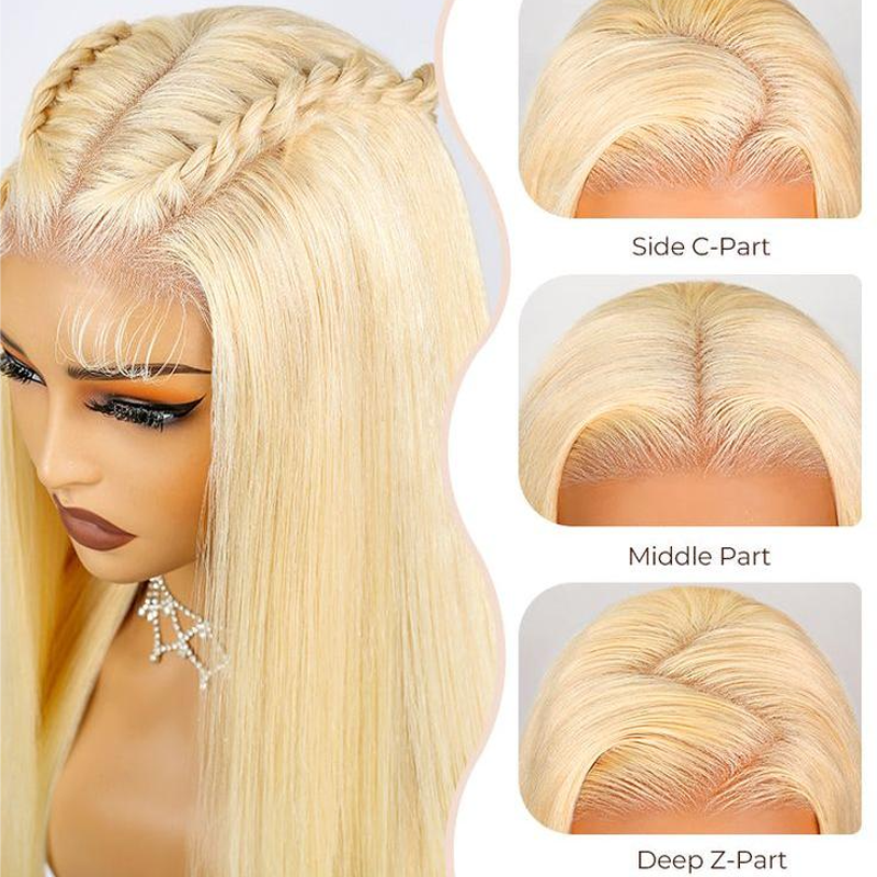 Free Shipping Gluna Hair Brazilian Virgin 613 Blonde Color Straight Hair Full Lace Human Hair Wigs For Black Women Pre Plucked Bleached Knots