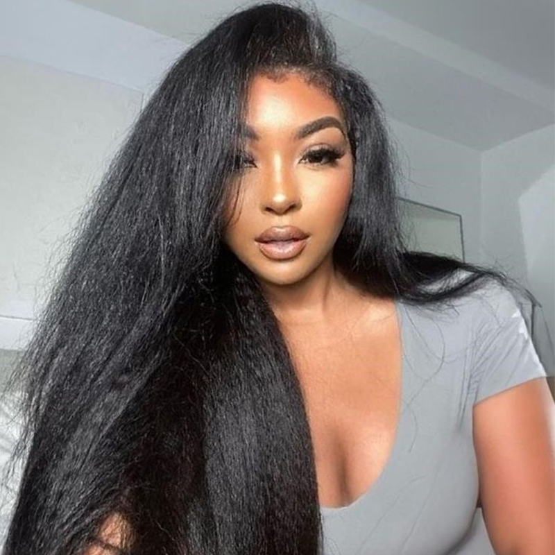 Gluna Natural Black 13x4 HD  Lace Frontal Kinky Straight Virgin Hair Unprocessed Human Hair for women