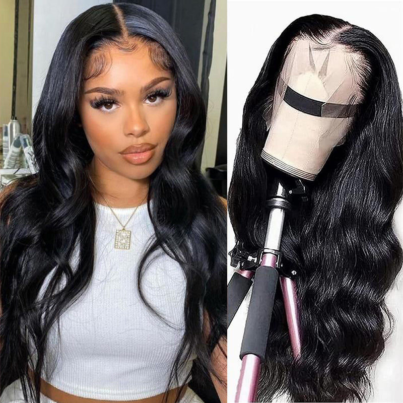 Free Shipping Gluna 13×4 HD Lace Glueless Frontal Wig Pre Plucked With Baby Hair Remy Body Wave HD Lace Front Virgin Human Hair Wigs For Black Women