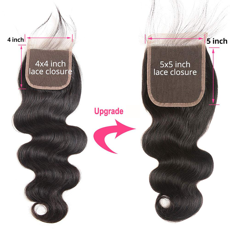 Gluna Hair Brazilian Body Wave Deep Partig 5x5 Lace Closure Free Part Middle Part Virgin Human Hair Lace Closures
