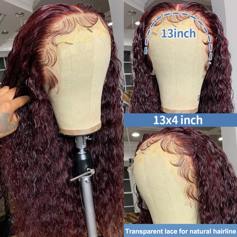 Gluna Deep Curly 99j Color 13×4 13x6 Lace Frontal Wig Fashion 100% Human Virgin Hair