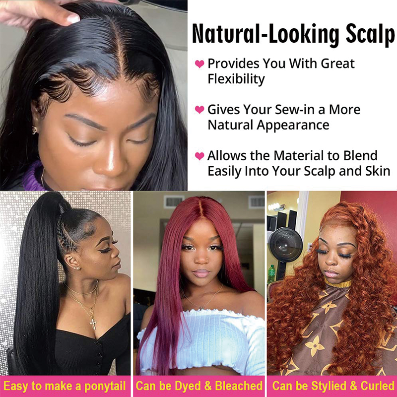 Free Shipping Gluna Hair T-Part Lace Frontal Wigs Straight Hair Brazilian Virgin Human Hair Lace Frontal Wigs For Black Women 150% Density Pre Plucked With Elastic Bands Natural Color Hairline