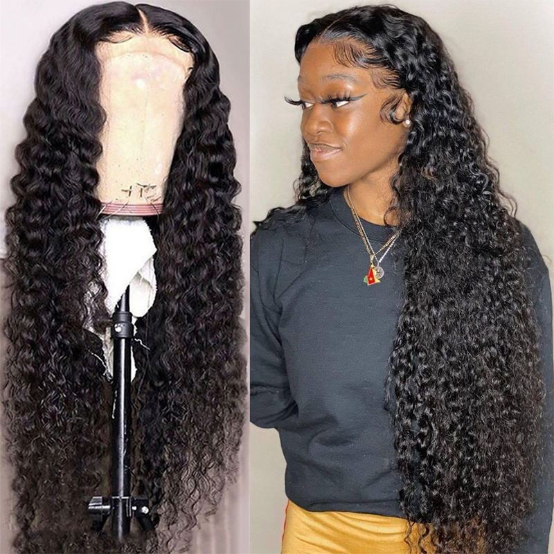 Gluna 13x4 Lace Frontal Wigs Deep Curly Human Hair Healthy Virgin Hair Pre Plucked With Natural Baby Hair For Women