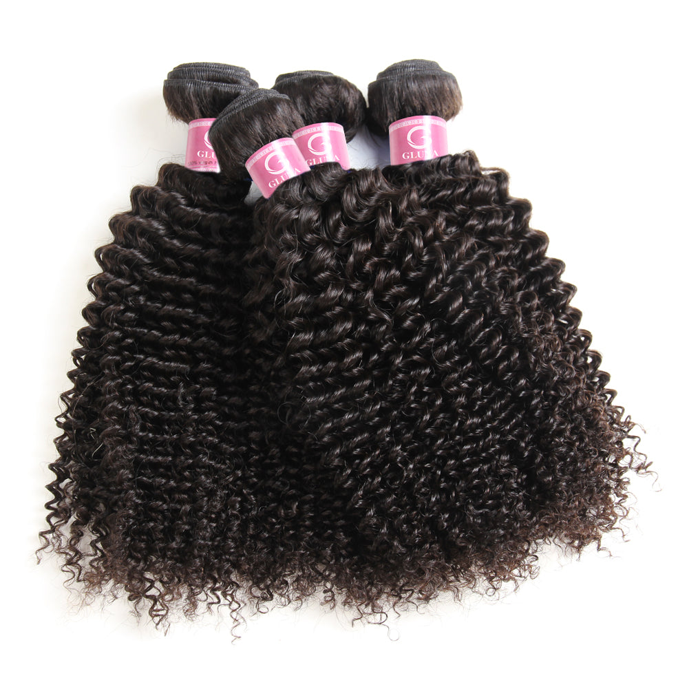 Free Shippng Gluna Hair 8A Grade Kinky Curly Virgin Hair 4Bundles Double Machine Weft 100% Virgin Human Hair