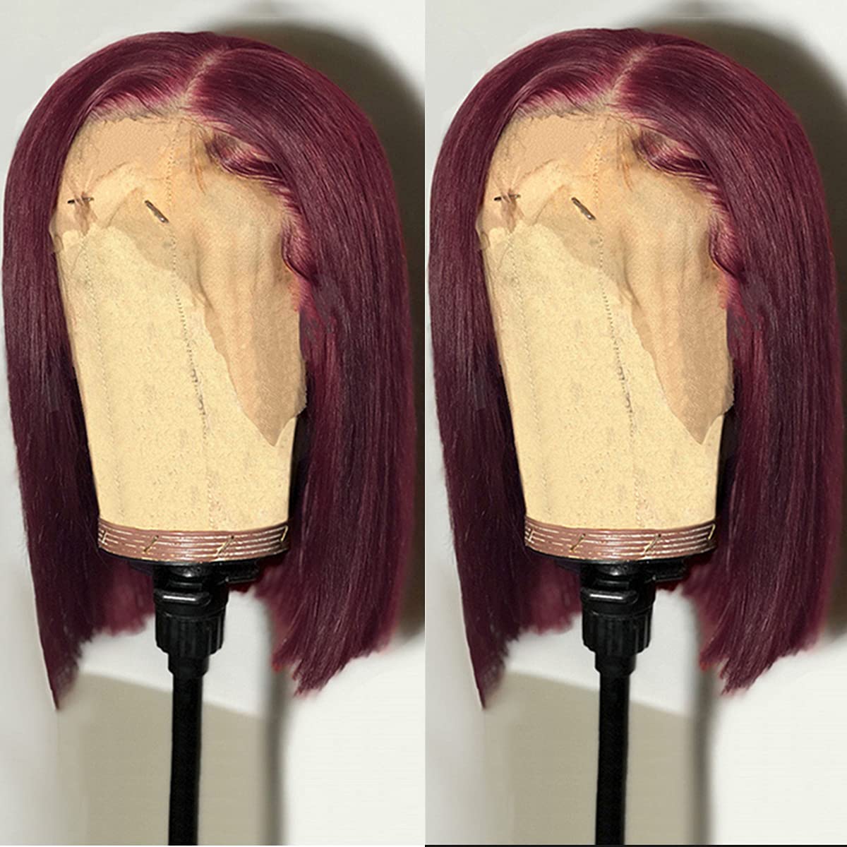 Gluna Short Bob Burgundy Color Straight Lace Frontal/Closure Bob Wig Human Virgin Hair Short Hair