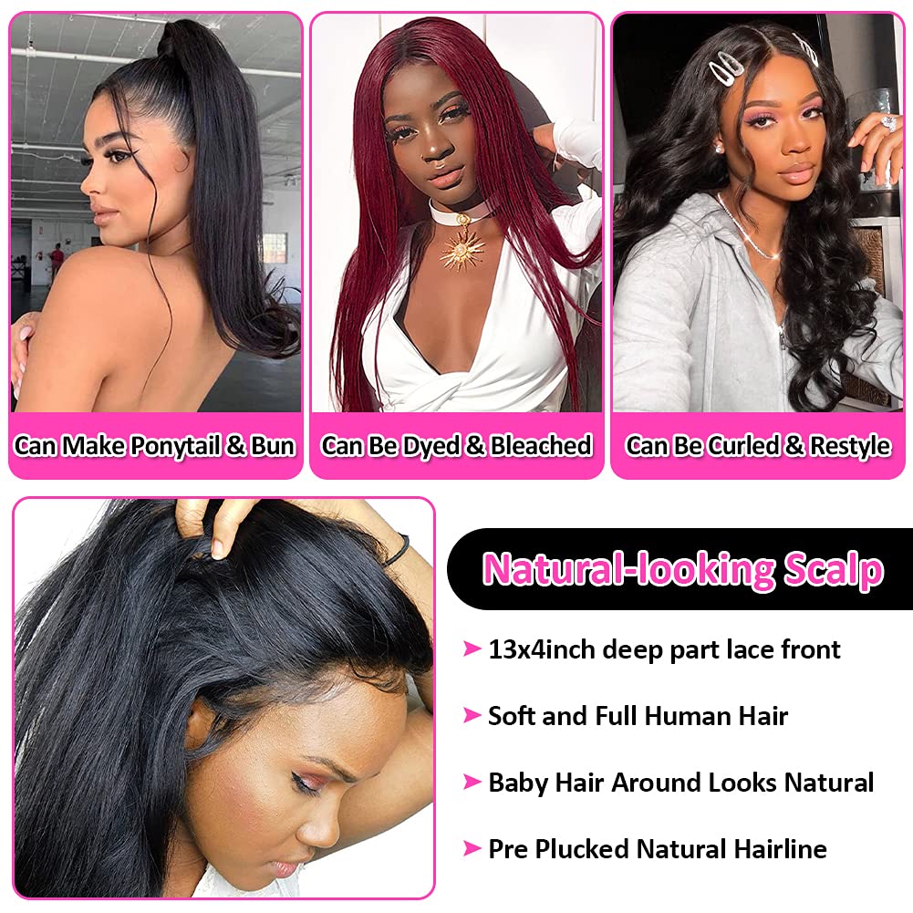 Gluna 13x4 Lace Frontal Wigs Silk Straight Human Hair Healthy Virgin Hair Pre Plucked With Natural Baby Hair For Women