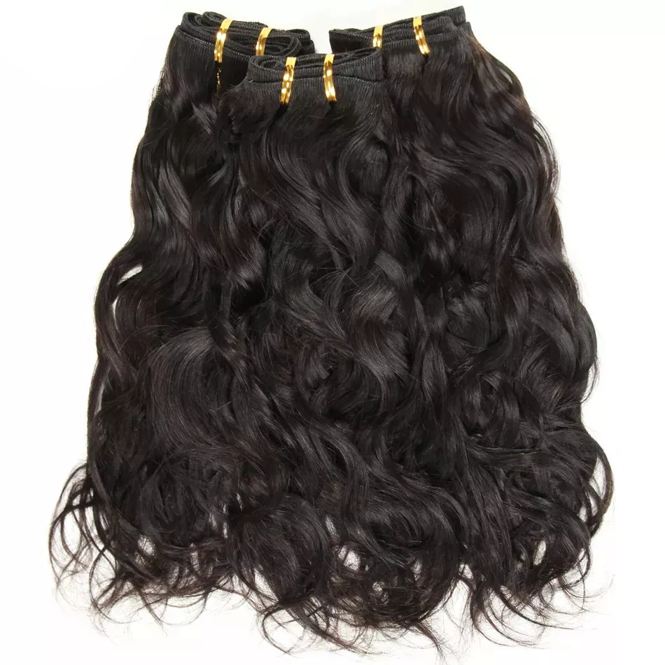 Free Shippng Gluna Hair 8A Grade Natural Wave Virgin Hair 3 Bundles With 4*4 Closure 100% Human Hair Extension Natural Black