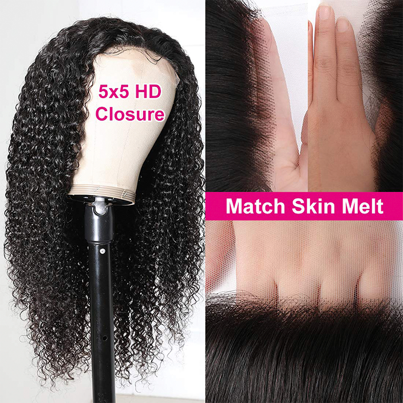 Gluna 4x4/5x5/6x6 HD Lace Closure Wigs Jerry Curly Human Hair Healthy Virgin Hair Pre Plucked With Natural Baby Hair For Women