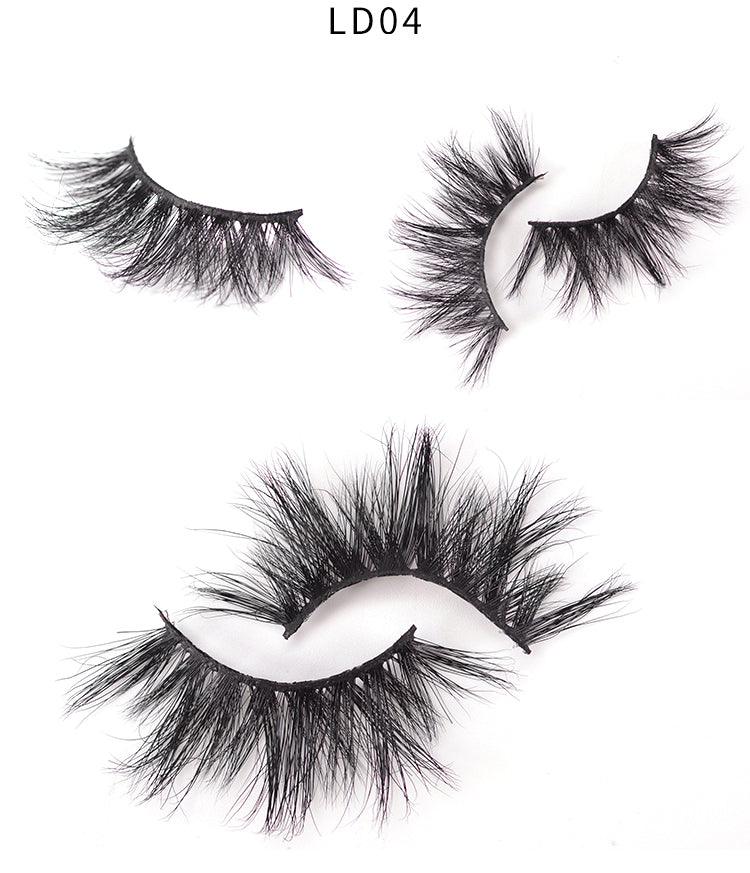 Gluna 5D Mink Eyelashes Handmade 25mm Luxurious Volume Fluffy Natural False Eyelashes a Pair