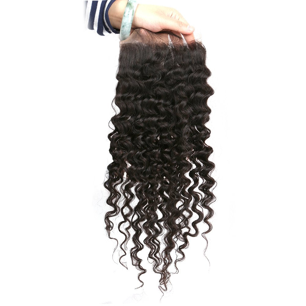 Gluna Hair Brazilian Deep Wave Deep Partig 5x5 Lace Closure Free Part Middle Part Virgin Human Hair Lace Closures