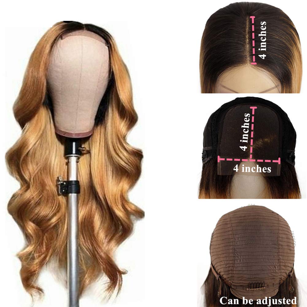 Free Shipping Gluna Hair  1B/27 Body Wave 4×4/5x5 Lace Closure Wig Human Virgin Hair Wigs