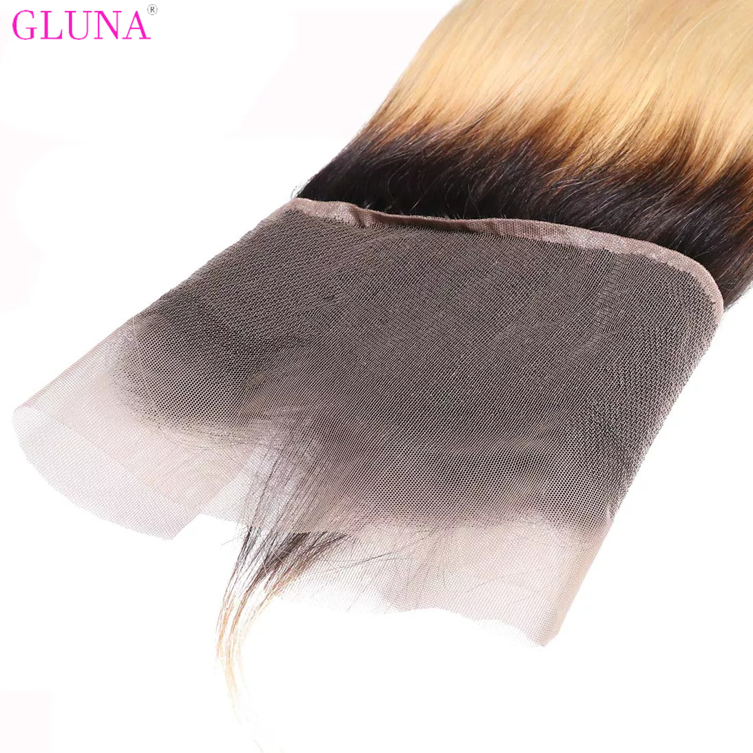 Gluna Hair 13×4 Lace Frontal Straight Hair 1B/613 Blonde Russian Virgin Hair (1B/613 color )