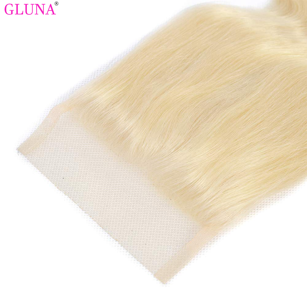 Gluna Hair 4×4 Lace Closure Body Wave Blonde Russian Virgin Hair (613 Blonde Color )