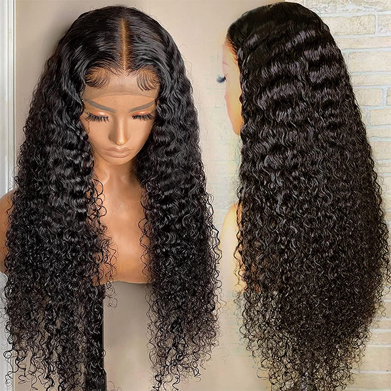 Deep Wave Lace Front Wigs 24 Inch Brazilian Virgin Human Hair Lace Front Wigs 13x4x1 Deep Wave T Part Lace Human Hair wigs For Fashion Women Natural Color 150% Density