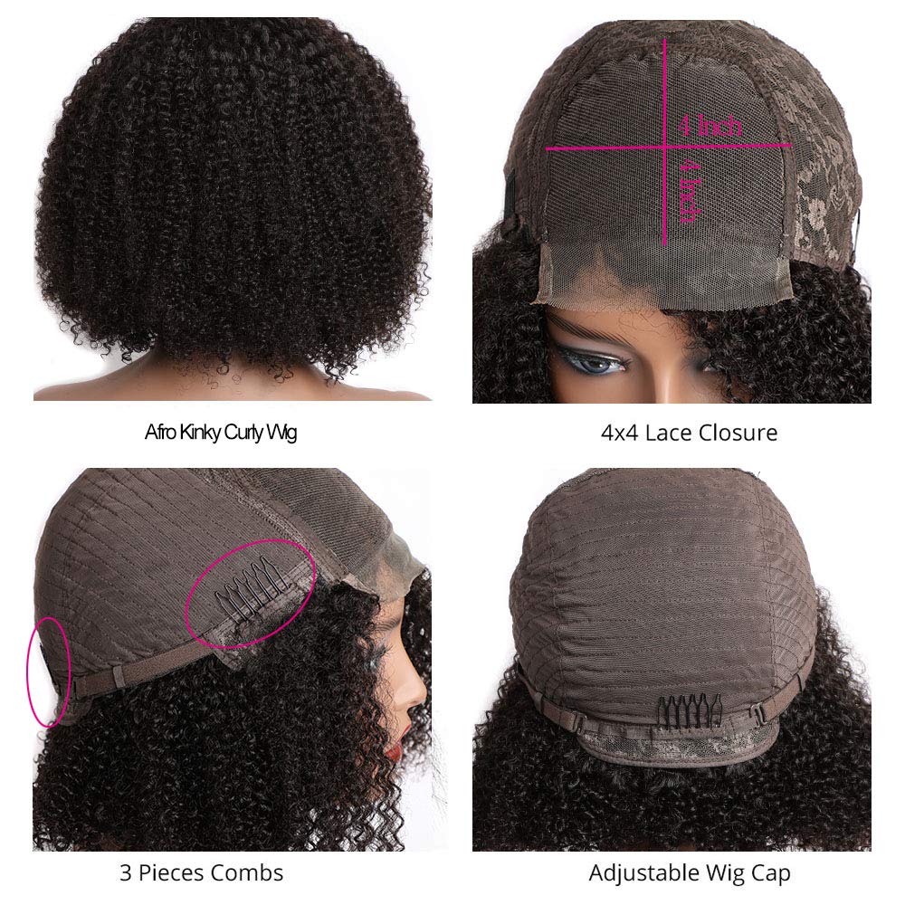 Gluna Hair Short Bob Wigs Mongolian Afro Kinky Curly Human Hair 13x4 Lace Frontal 5x5 4x4 Lace Closure Bob Wigs For Black Women Natural Color
