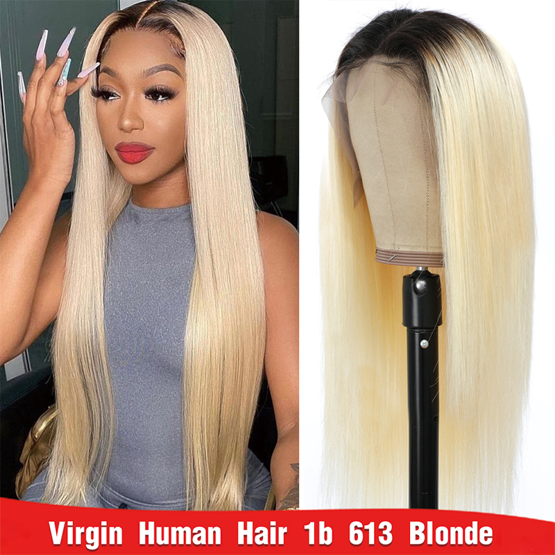Gluna 1B/613 Blonde Color Straight 13×4  Lace Frontal 5x5 4x4 Lace Closure Wig Human Virgin Hair Pre Plucked With Natural Baby Hair