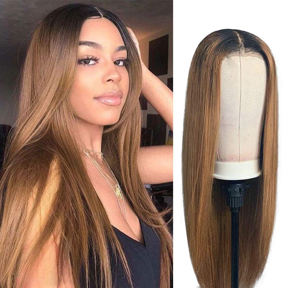 Gluna 13×4 13x6 Lace Frontal Wig Straight #1B/30 Color Dark Brown Color Human Virgin Hair Pre Plucked With Natural Baby Hair