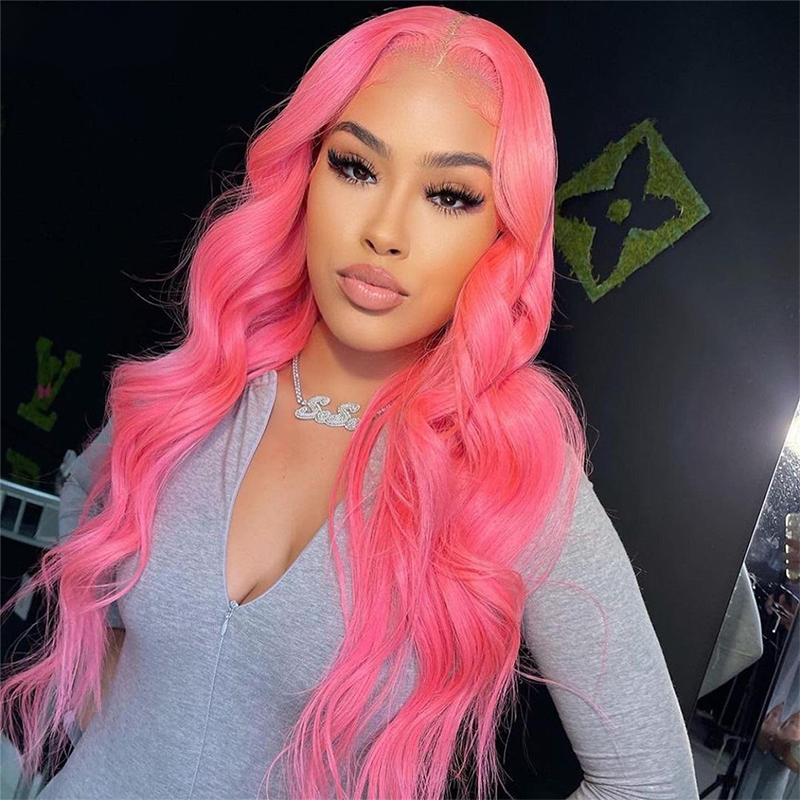 Gluna Pink Wig 13x4 5x5 4x4 Body Wave Lace Front Wig Long Brazilian Transparent Lace Wigs For Women Colored Human Hair Wigs With Baby Hair