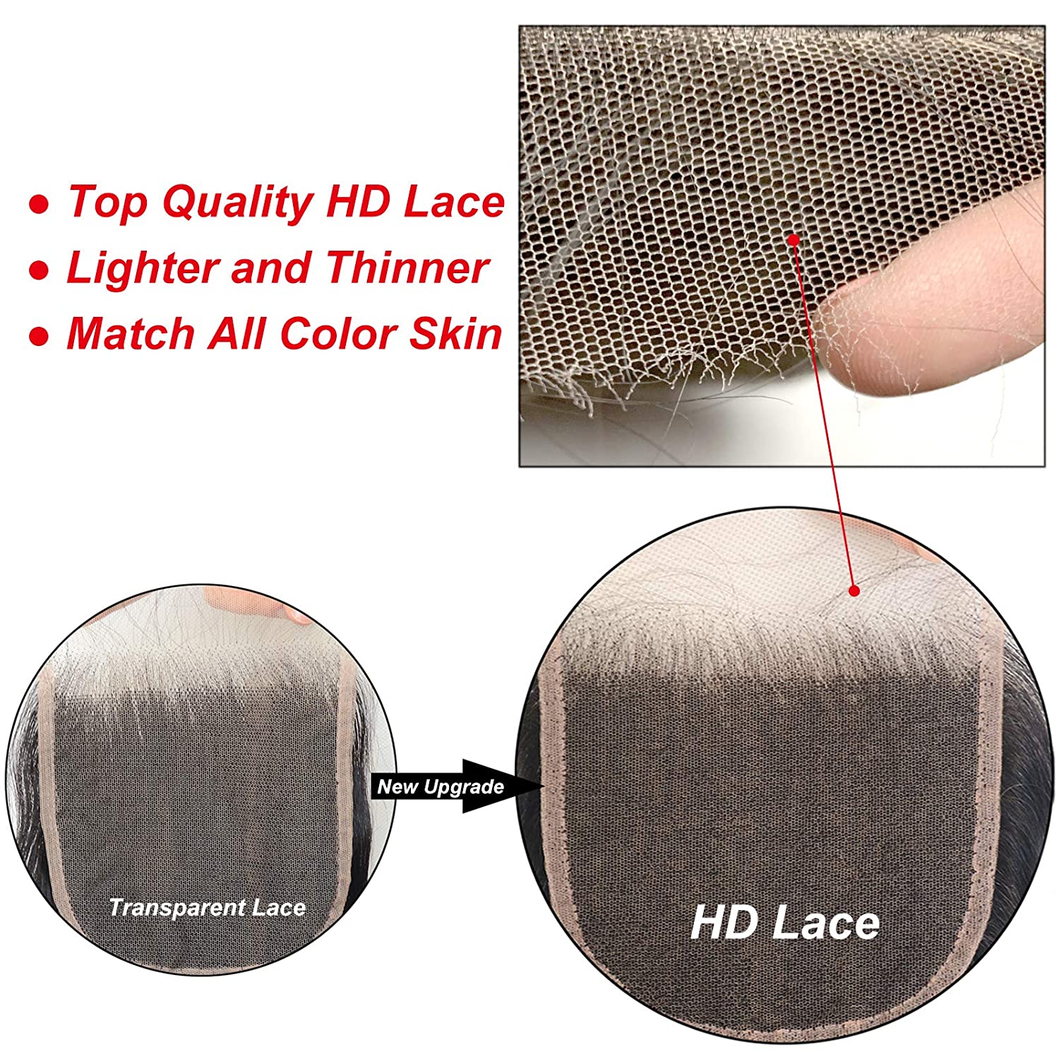 Gluna Hair 4x4 HD Body Wave Lace Closure Free Part Middle Part Three Part  Virgin Human Hair Lace Closure
