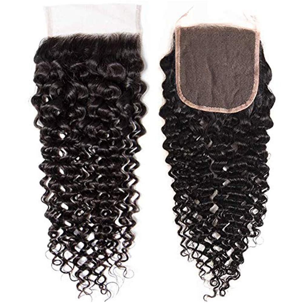 Gluna Brazilian Virgin Hair Kinky Curly 4x4 Lace Closure Virgin Human Hair Lace Closure Natural Color