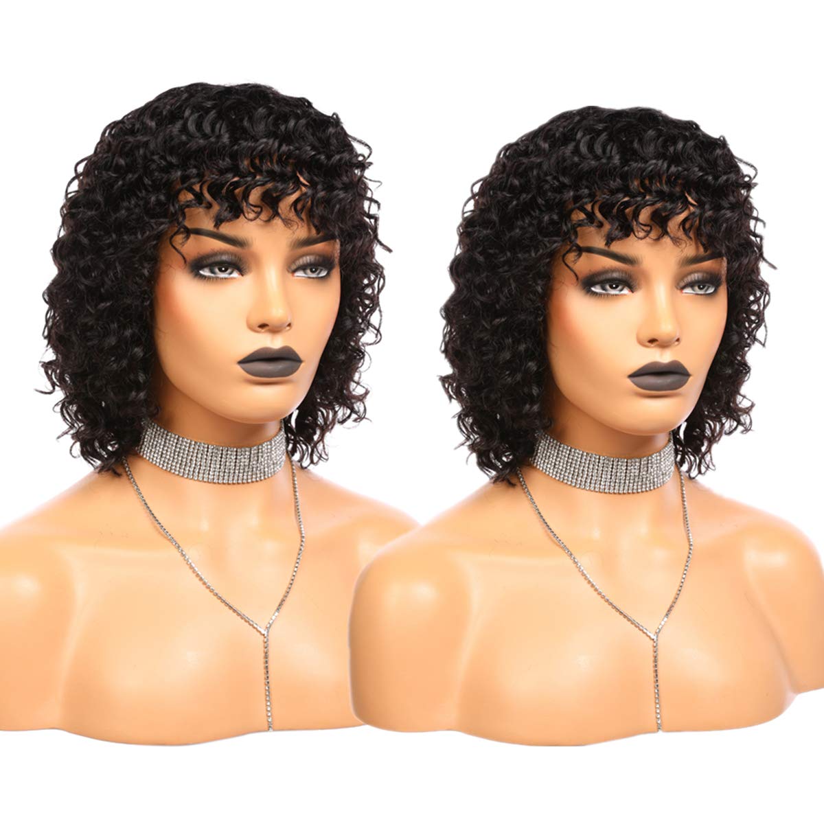 Gluna Hair Short Curly Bob Non Lace Front Machine Made Wig Natural Color for Black Women