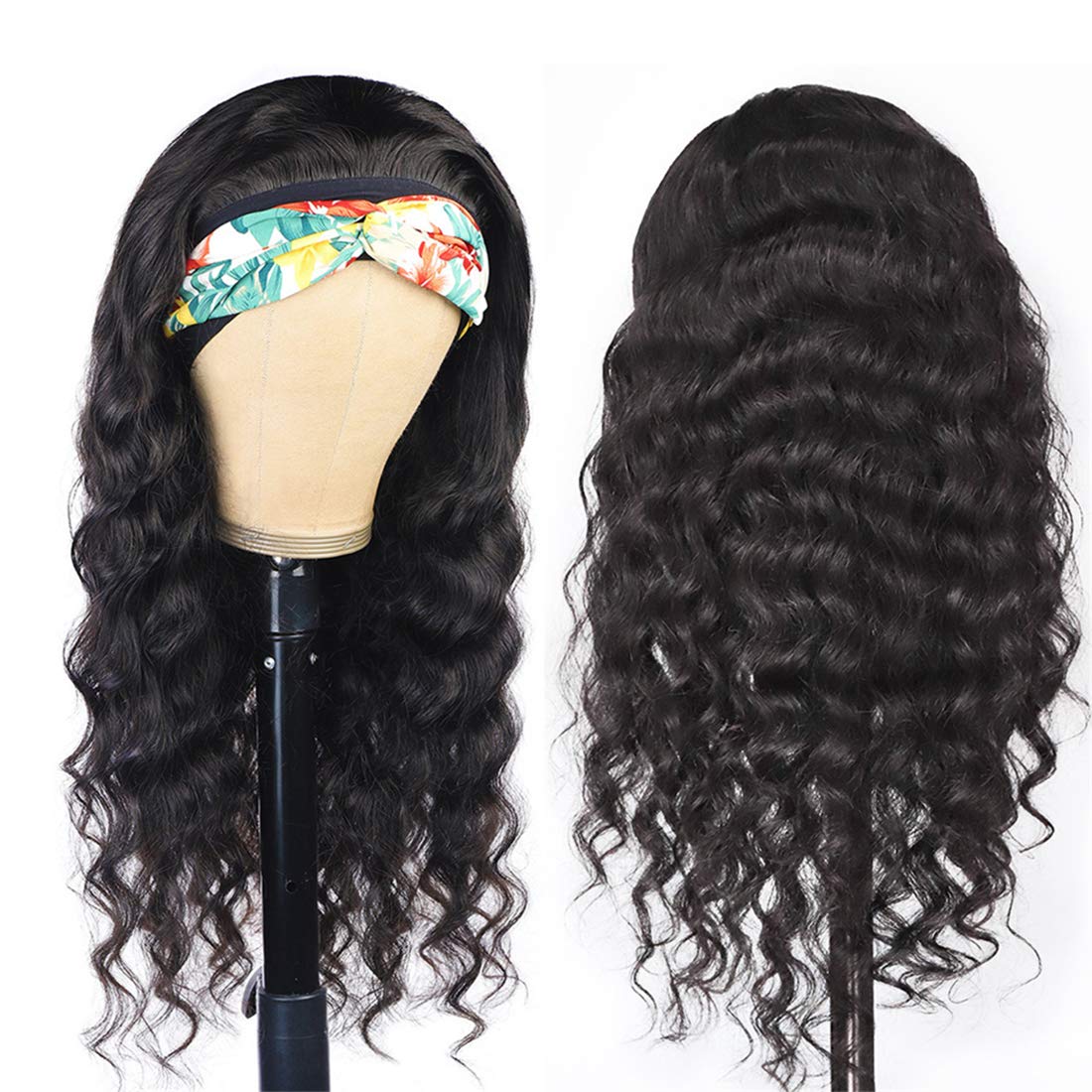Gluna Hair Loose Deep Wave Headband Wig Virgin Human Hair Wigs For Black Women