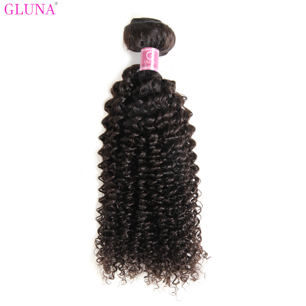 Gluna Brazilian Kinky Curly Hair Weave Bundles 1 Piece Virgin Human Hair Weaving Natural Color 8-36inch