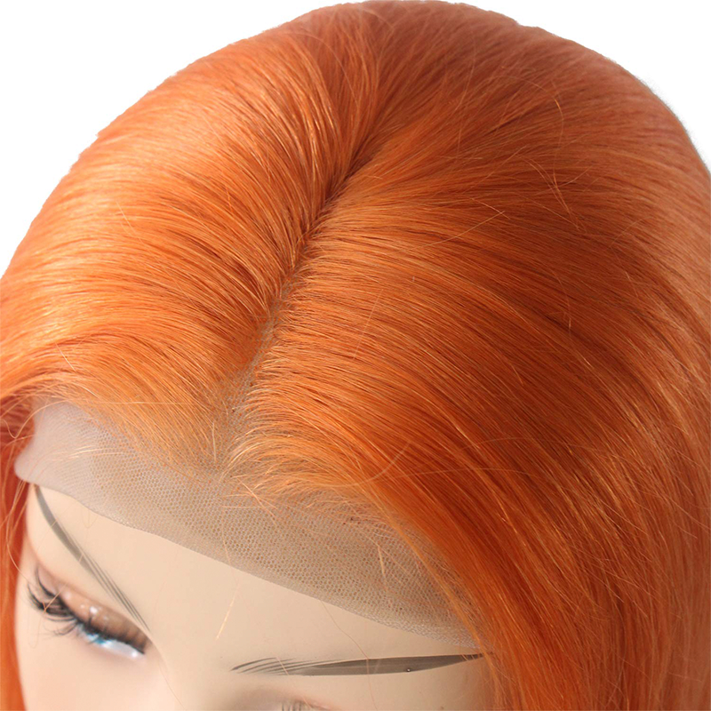 Gluna Short Bob Straight Orange Color Lace Frontal/ Closure Bob Wig Brazilian Hair For Women