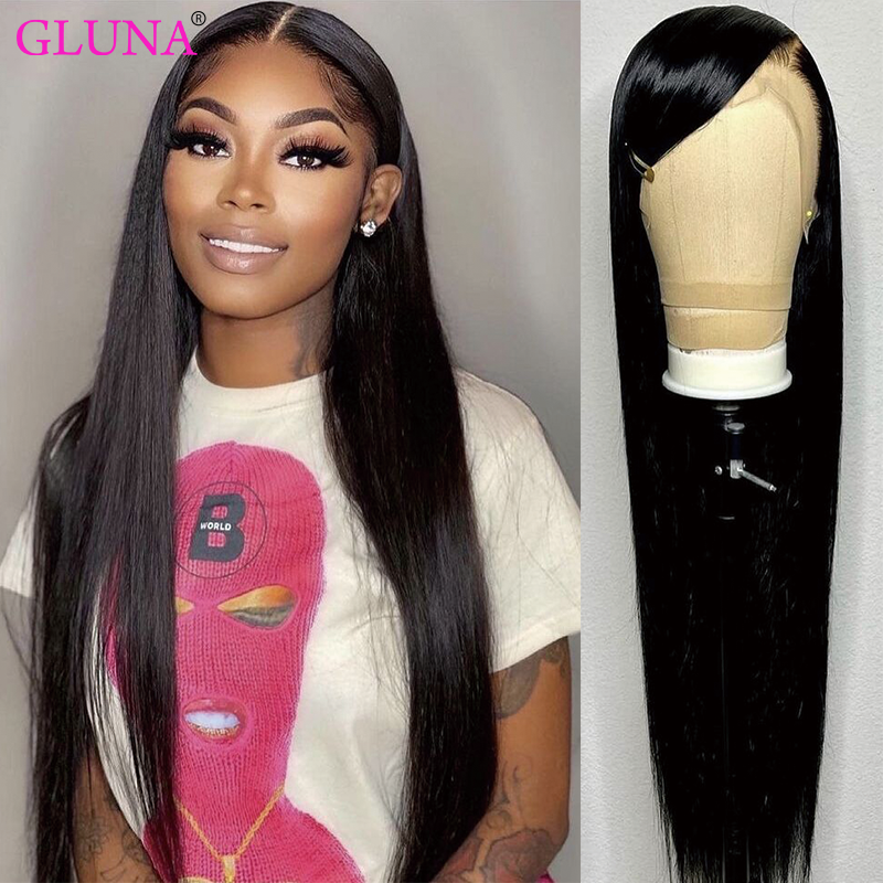 Gluna 13x4 Lace Frontal Wigs Silk Straight Human Hair Healthy Virgin Hair Pre Plucked With Natural Baby Hair For Women