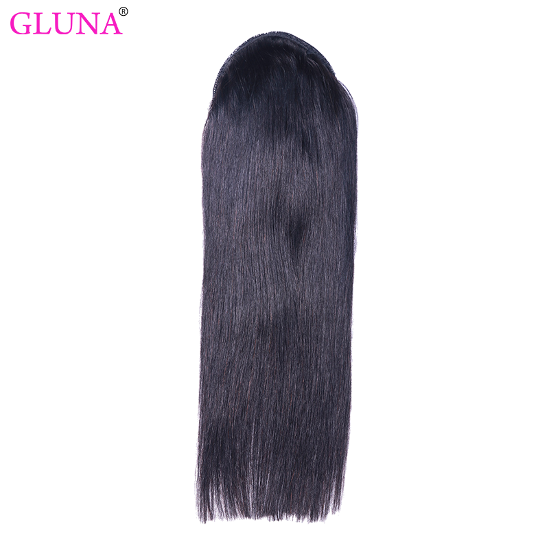 Gluna Hair Silk Straight Ponytail Extension for Black Women 100% Remy Human Hair Extensions Drawstring Ponytail Extension Human Hair 100g Natural Black